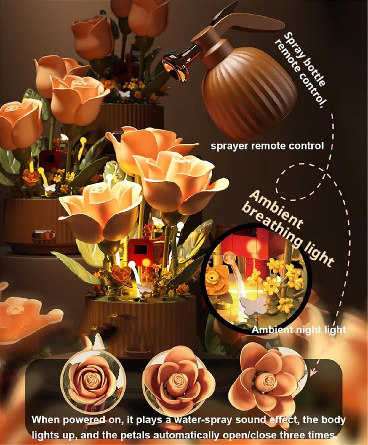 Blooming Flower Building Set Roses Flower Bouquet Building Sets