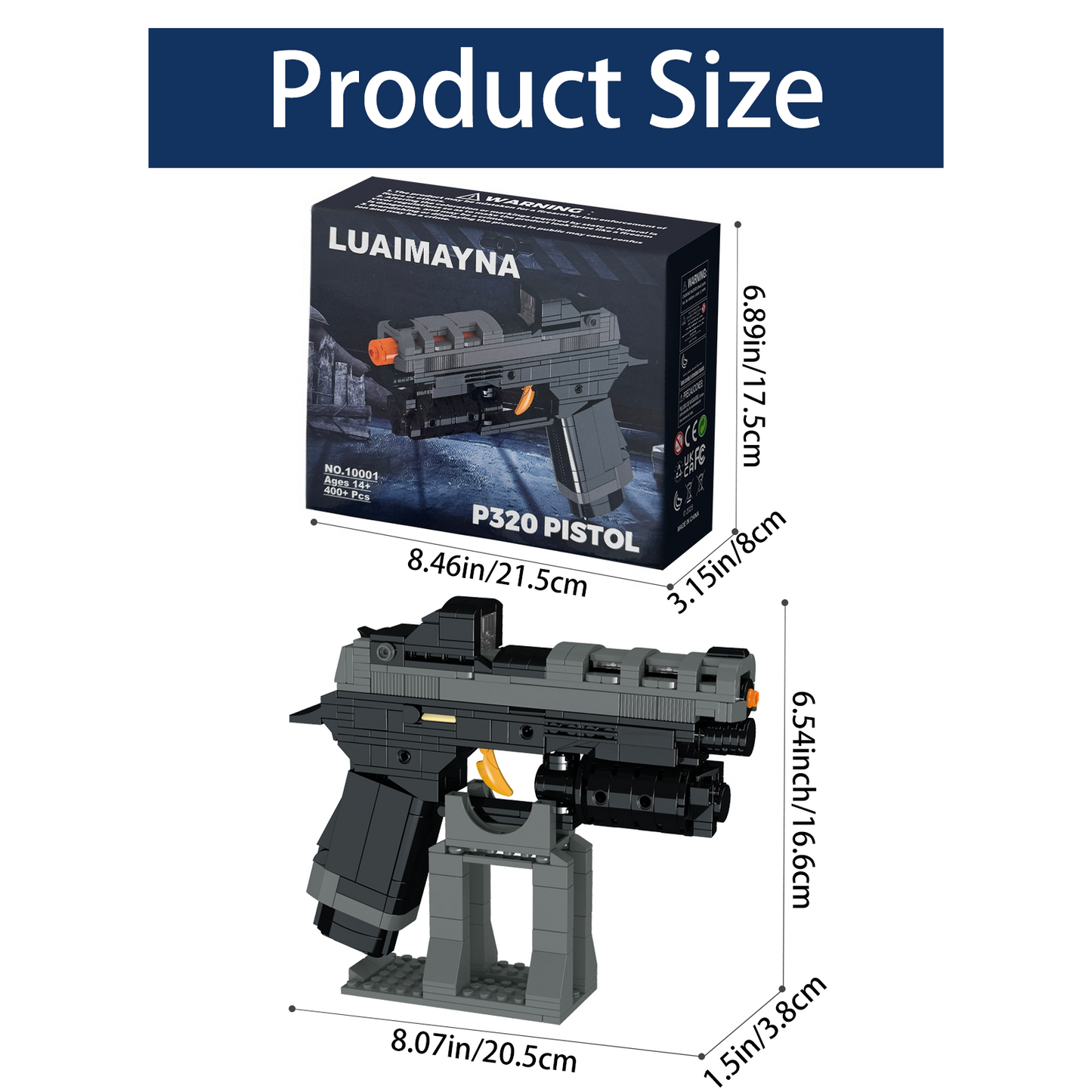 Luaimayna: 1:1 P320 Military Model Building Blocks Set, Collectible Construction Toy for Teens & Adults 14+