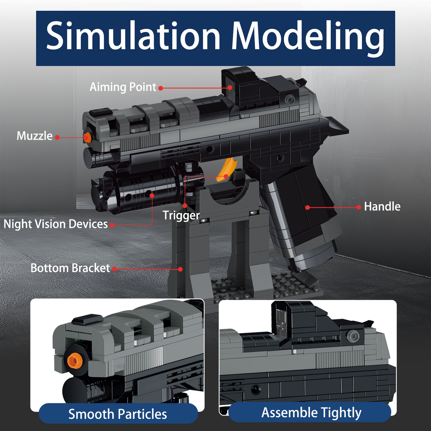 Luaimayna: 1:1 P320 Military Model Building Blocks Set, Collectible Construction Toy for Teens & Adults 14+