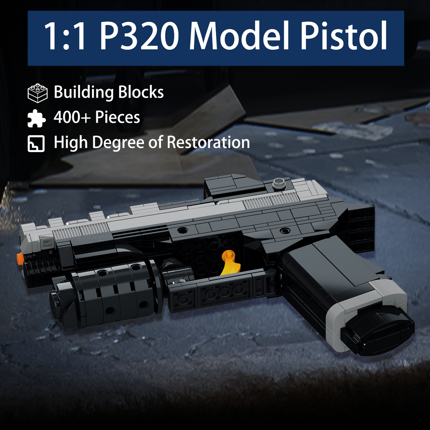 Luaimayna: 1:1 P320 Military Model Building Blocks Set, Collectible Construction Toy for Teens & Adults 14+