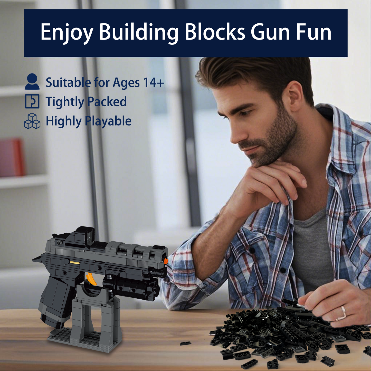 Luaimayna: 1:1 P320 Military Model Building Blocks Set, Collectible Construction Toy for Teens & Adults 14+