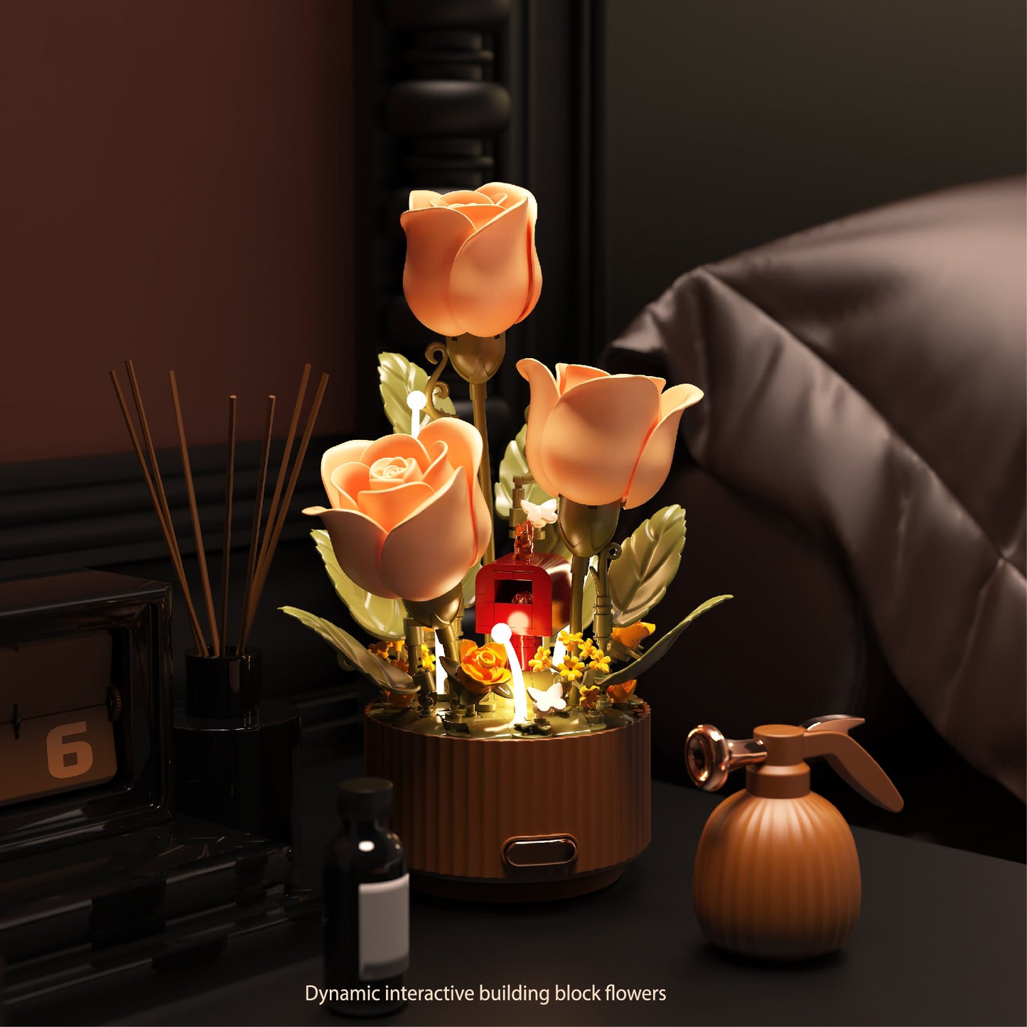 Blooming Flower Building Set Roses Flower Bouquet Building Sets