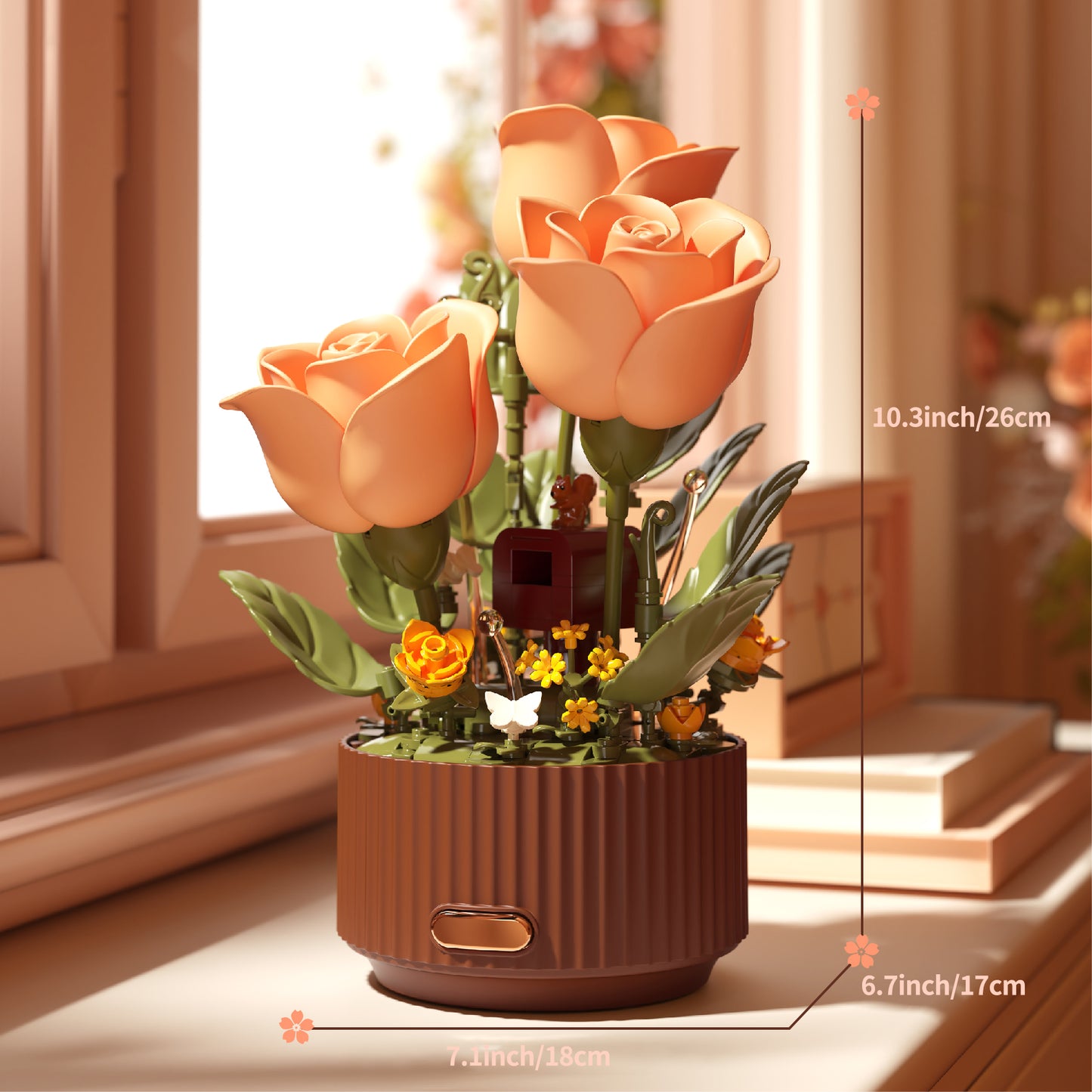 Blooming Flower Building Set Roses Flower Bouquet Building Sets
